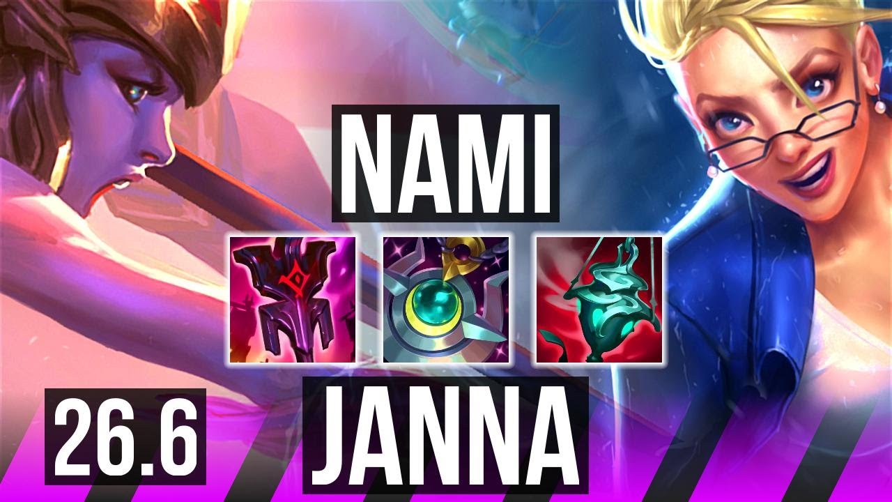 Watch Nami & Caitlyn dominate against Janna & Yunara in Master elo! 
Highlights: 8k gold comeback. 
Learn what runes to use, what items to build, understand how to lane, teamfight, and outplay your opponents as #Nami. 
/// #LeagueOfLegends high elo replay 
 
Thank you for watching! 
Did you learn something new? Share it in the comments! 
If you liked this video, please leave a thumbs up, if you disliked it, be sure to give me feedback in the comments. I appreciate your support! 
 
~~~| DOMISUMREPLAY |~~~ 
High elo replays for every role and champion. Improve your gameplay. Many uploads per day. 
 
~~~| WATCH MORE |~~~ 
Main channel: https://www.youtube.com/channel/UChkYqBSmrYsPjOTK2N4pdWg?sub_confirmation=1 
Nami channel: https://www.youtube.com/channel/UCvCsuZVkmUl0s--LC7Or8rg?sub_confirmation=1 
 
More replays of: 
- Nami vs Janna: https://www.youtube.com/playlist?list=PL4KLKx9T2E_MWyn8rc84dR11SMbjhru-3 
- Nami with Caitlyn: https://www.youtube.com/playlist?list=PL4KLKx9T2E_OQw_qXQYiQNkz8AwnPAYEe 
- Nami SUPPORT: https://www.youtube.com/playlist?list=PL4KLKx9T2E_MsmE75SZc1qggftFo4Lqa_ 
 
~~~| MATCH INFO |~~~ 
GAME TYPE: Ranked Solo/Duo 5v5 
REGION: EUW 
AVERAGE RANK: Master 
SEASON: Season 2026 
PATCH: 26.6 
 
~~~| SPECTATED PLAYER |~~~ 
CHAMPION: Nami 
SKIN: SKT T1 Nami 
RANK: Master 
RIOT ID: TheDirtyDan # 269 
OP.GG: https://op.gg/summoners/euw/TheDirtyDan-269 
RUNES: SORCERY - Summon Aery, Manaflow Band, Transcendence, Scorch; RESOLVE - Second Wind, Revitalize (Adaptive Force + Adaptive Force + Health) 
 
~~~| OPPONENT |~~~ 
CHAMPION: Janna 
SKIN: Forecast Janna 
RANK: Master 
RUNES: SORCERY - Summon Aery, Manaflow Band, Celerity, Scorch; DOMINATION - Grisly Mementos, Relentless Hunter (Adaptive Force + Adaptive Force + Health Scaling) 
 
I am not one of the summoners playing in the matches uploaded to this channel, so I am unfortunately unable to answer questions about decisions made by the summoners in the game. 
 
played at 2026-03-30 18|39|43 (CEST); rec on sd-banana at 2026-04-01 06|41|08 (CEST); mtdt at 2026-04-01 07|27|57 (CEST); EUW-7804477696-SUPPORT-RED