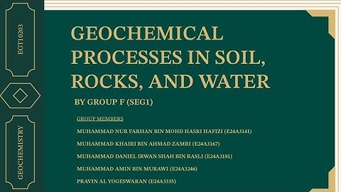 EGT10203 - GEOCHEMISTRY PRESENTATION (GEOCHEMICAL PROCESSES IN SOIL, ROCKS, AND WATER