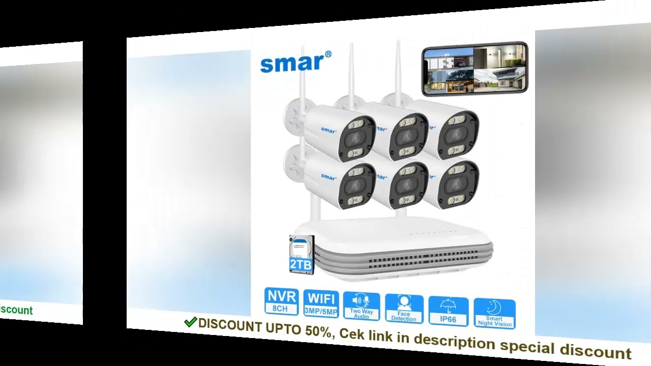 Smar Wireless CCTV System Wifi Camera Kit 3MP/5MP HD Security Audio AI Face Detect IP 8CH NVR