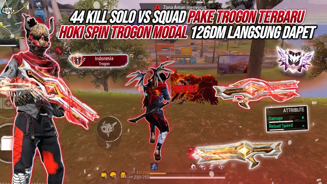 44 KILL SOLO VS SQUAD PAKE SKIN TROGON TERBARU !!! SPIN TROGON TERBARU HOKI 126DM LANGSUNG DAPET 🔥🔥🔥