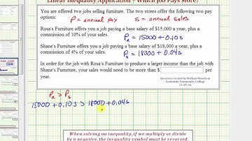 Ex: Solve a Linear Inequality in One Variable Application Problem (Compare Two Job Offers)