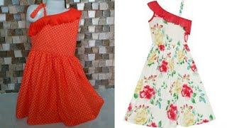 One shoulder flared frock for baby girl | baby girl dress/frock cutting and stitching
