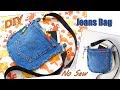 DIY Jeans Bag Purse Out Of Old Jeans In 5 Minutes - How To No Sew Denim Bag - Old Jeans Crafts