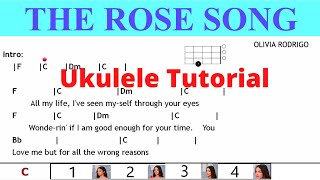 The Rose Song - Olivia Rodrigo - Ukulele Tutorial (with Closed Captions and Subtitles) @TeacherBob screenshot 5