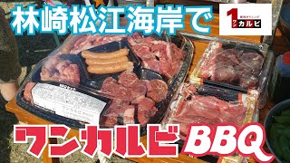 ワンカルビの肉でバーベキュー【明石林崎松江海岸】