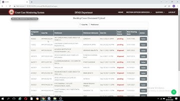 Demo Video on CCMS Department Section officer login - Processing of new case and backlog entry