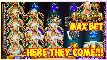 Bier Haus BIG BONUS SAVES DAY! Great Win on Classic WMS Slot Machine – Max Bet Live Play!