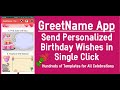 Greetname mobile app  happy birt.ay personalised wish templates and messages