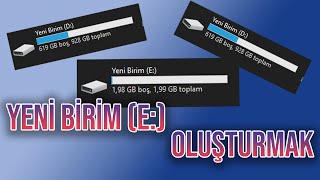 Harddisk Bölme Yeni Birim D Oluşturma Yedek Disk