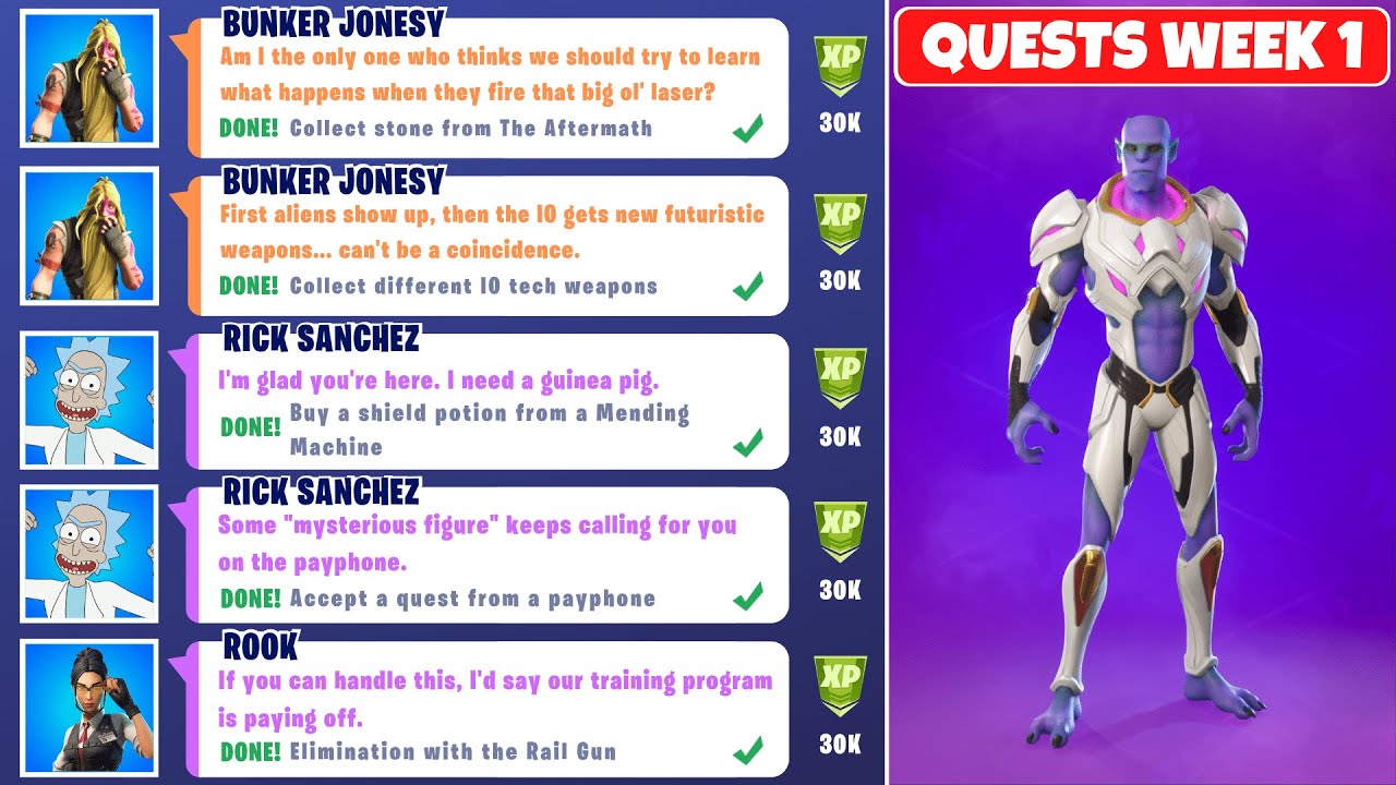 How To Complete All Week 1 Challenges In Fortnite Chapter 2 Season 7 Epic And Legendary Quests 