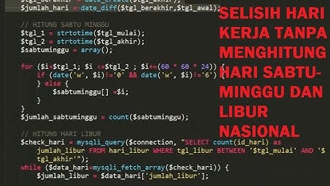 Menghitung selisih hari kerja tanpa menghitung hari libur