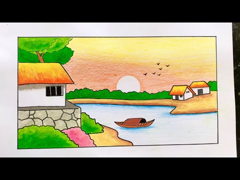 Vẽ ĐỀ TÀI PHONG CẢNH QUÊ HƯƠNG | How to draw scenery my countryside