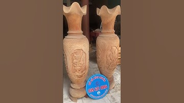 Cặp lục bình 1m40 đục tứ quý gỗ xà cừ. Hàng đẹp từ mộc-giá 9tr500 phun sơn đẹp