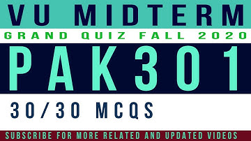 Pak301 Midterm Grand Quiz Fall 2020 || Grand Quiz PAK301