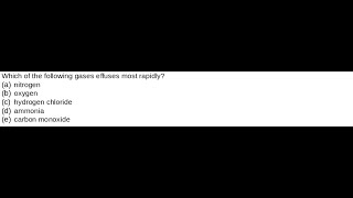 Which Of The Following Gases Effuses Most Rapidly - Youtube Which Of The Following Gases Effuses Most Rapidly - Youtube