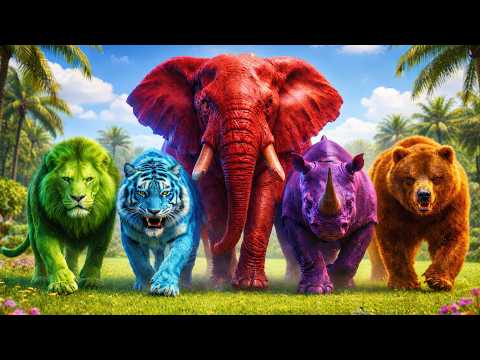 Long Slide Game with Cow Elephant Gorilla Hippopotamus Tiger 3d Animal Game Funny 3d Animals
