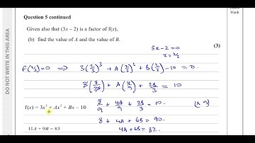 WMA12/01 IAL (Edexcel) P2 January 2022 Q5 Remainder & Factor Theorems, Algebraic Division
