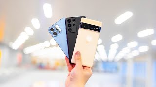 Iphone 13 Pro Max vs Pixel 6 Pro vs Galaxy S21 Ultra  - Battle of the Flagships!