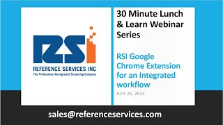 RSI Lunch & Learn Webinar - RSI Google Chrome Extension for Integration 7-25-2024