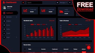 Responsive Admin Dashboard Using HTML CSS & Bootstrap 5 | Free Source Code 👇