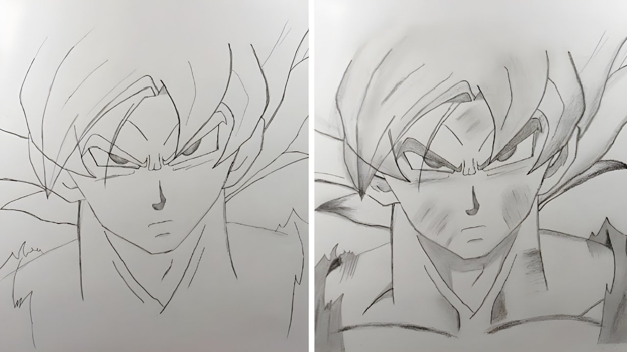 Goku Rage Drawing Tutorial How to draw Angry Goku Easily | Step by step sketching tutorial | Goku ...