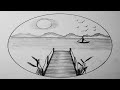 Easy Pencil Sketching for Beginners | Beautiful River and Mountain Scenery Drawing