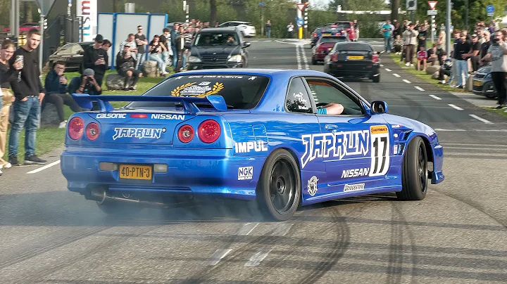 JDM Cars Leaving Go Japan 2023 - BURNOUTS, 1400HP GT-R, Pandem Skyline, Top Secret Supra, 1JZ Silvia