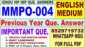 MMPO 004 Previous Year Question Paper in English | mmpo 004 important questions with answer