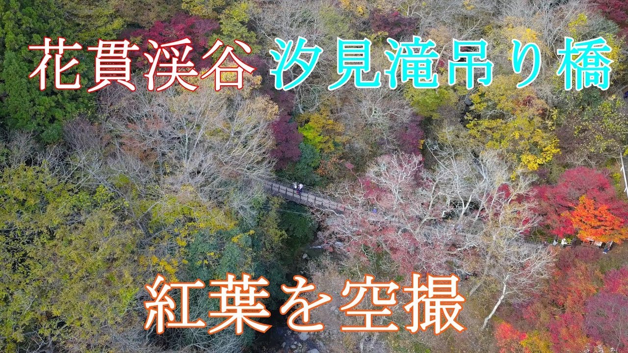 ドローン空撮 4k 花貫渓谷 紅葉見頃の汐見滝吊り橋 茨城 観光名所 The Hananuki Valley Autumn Leaves Sightseeing Spots In Japan Youtube