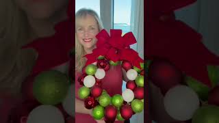 Easy Cheap DIY Christmas Ornament Wreath! #shorts