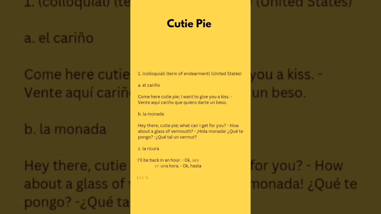 English To Spanish How To Say Cutie Pie In Spanish shorts English To Spanish How To Say Cutie Pie In Spanish shorts