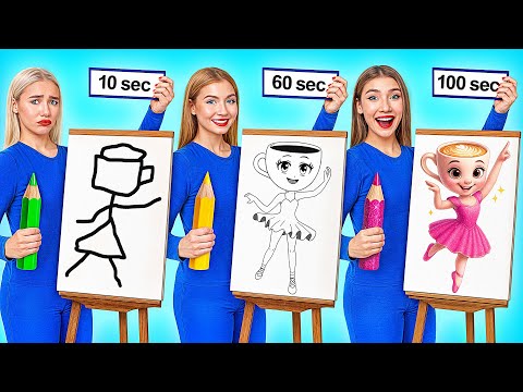 10 ثانية مقابل 60 ثانية مقابل 100 ثانية تحدي الرسم Super Hyper DO