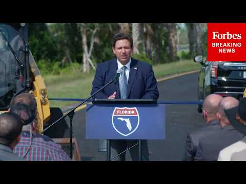 Florida Gov. Ron DeSantis Holds Press Briefing To Celebrate Completion Of New I-95 Interchange