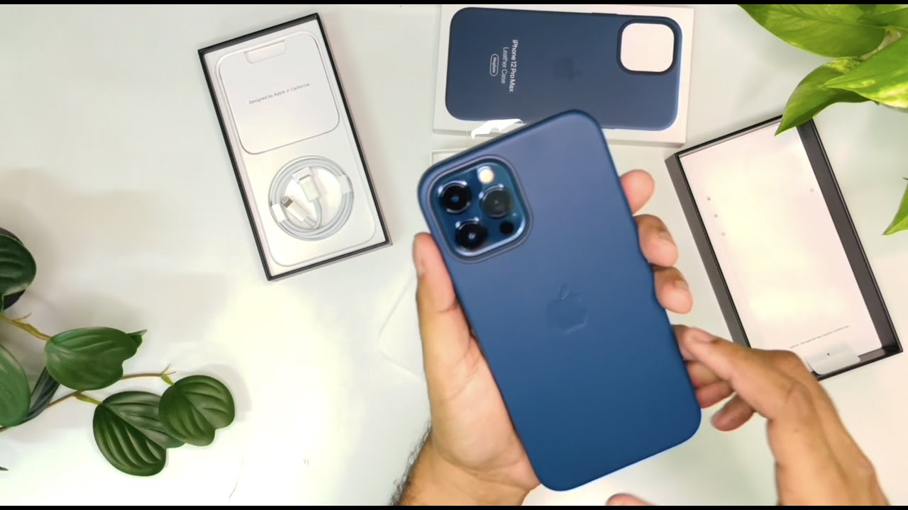 Iphone 12 Pro Max Unboxing With Baltic Blue Leather Case From Apple Youtube