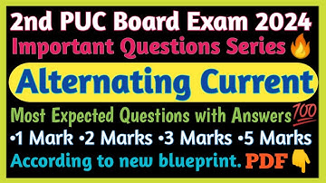 Alternating Current|| Important Questions Series🔥2nd PUC Final Exam 2024🎯Physics@Sangam_Studies