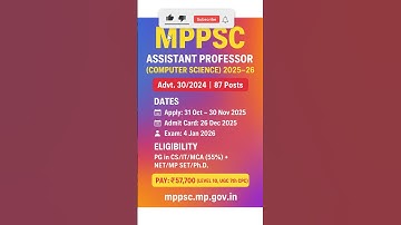 🔥 MPPSC Assistant Professor (Computer Science) Recruitment 2025–26 #careerlaunchpad