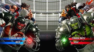 Strider Hiryu & Gladiator Hulk vs Strider Hiryu & Hulk (Very Hard) - Marvel vs Capcom | 4K UHD