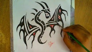 How to draw a dragon step by step| easy | for kids tattoo 3d art
drawing ...