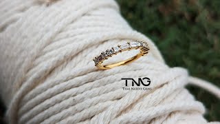 Woman Wedding Band Set with 0.51 carats Baguette, Princess Diamonds in 14K Yellow Gold Ring