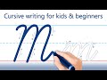 How to write letter m cursive writing for kids and beginners handwriting practice