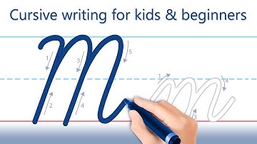 How to write letter "M". Cursive writing for kids and beginners. Handwriting practice.