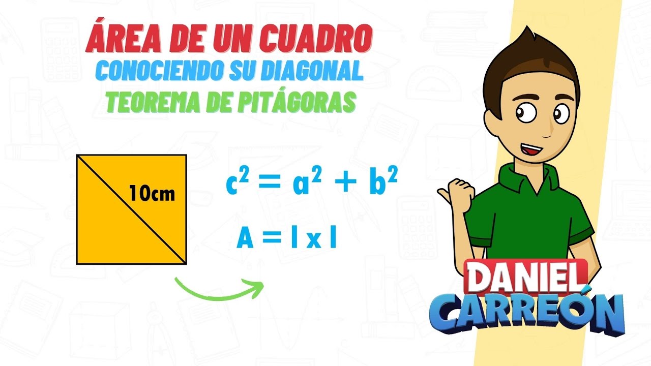 ÁREA DE UN CUADRO CONOCIENDO SU DIAGONAL (Teorema de pitágoras)