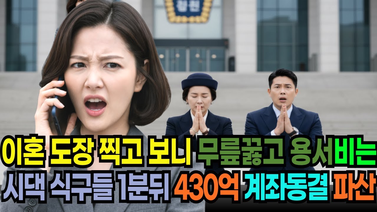 이혼 도장 찍고보니 무릎꿇고 용서비는 시댁 식구들 재벌회장 아버지에게 전화 드려서 430억 은행 계좌 지급 정지 파산 시켜버렸습니다  인생사연/오디오북/이야기