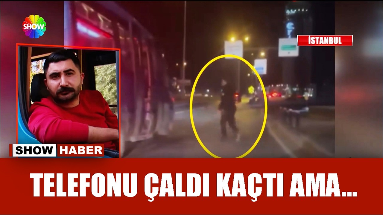 Telefon hırsızını minibüsle yakaladı!