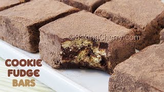 3 INGREDIENT NO-BAKE COOKIE FUDGE BARS | Easy Dessert | Recipe | Baking Cherry