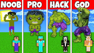 Minecraft Battle: NOOB vs PRO vs HACKER vs GOD! HULK STATUE BUILD CHALLENGE in Minecraft