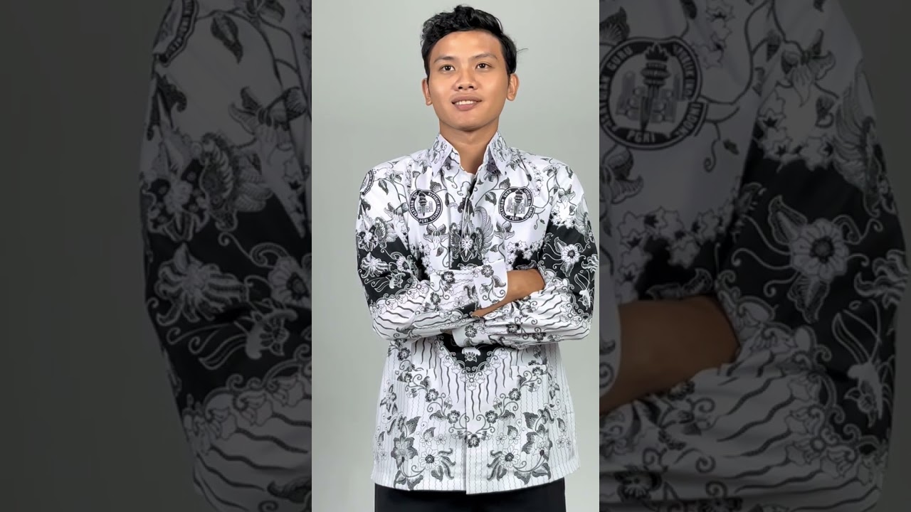 Baju PGRI Pria Batik Hitam Putih Full Furing Murah Grosir @SumberRejekiJeansFashion