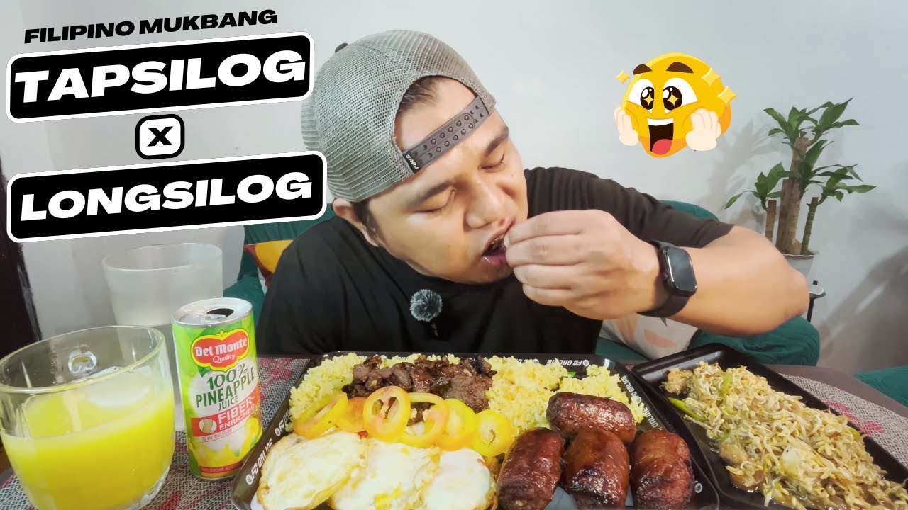 Filipino Silog Mukbang 😋 Tapsilog + Longsilog Eating Show (Philippines)
