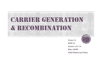 Carrier Generation & Recombination
