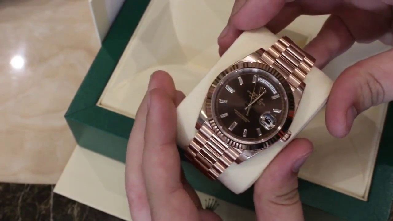 rolex day date 40 rose gold chocolate dial